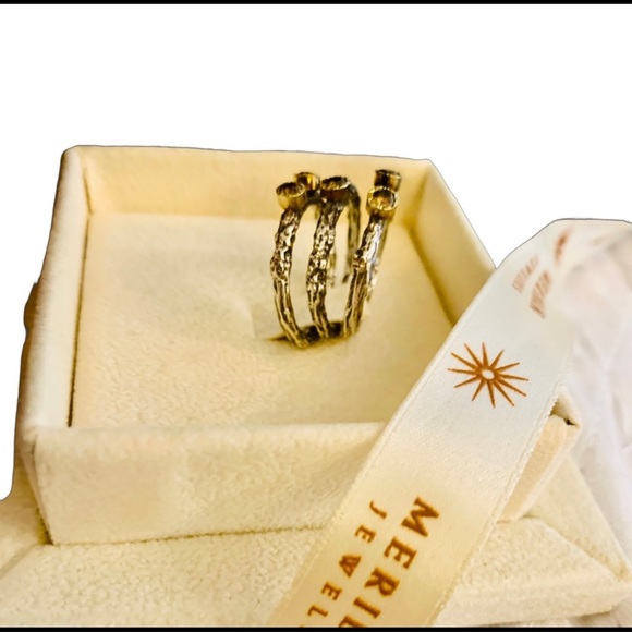 Sami Zeira Champagne Brown Diamonds 22k Oxidized Silver & Yellow Gold Rings - Picture 10 of 16